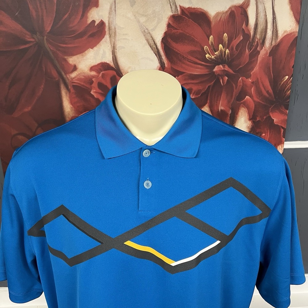 Nike Golf Polo Shirt Pique Performance Mens XL Relaxed Fit Blue Dri-Fit - Picture 4 of 8